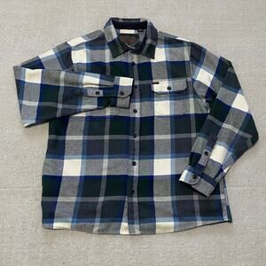 Orvis Heavyweight Flannel Shirt Shacket Button Down Pockets Green Plaid Size L